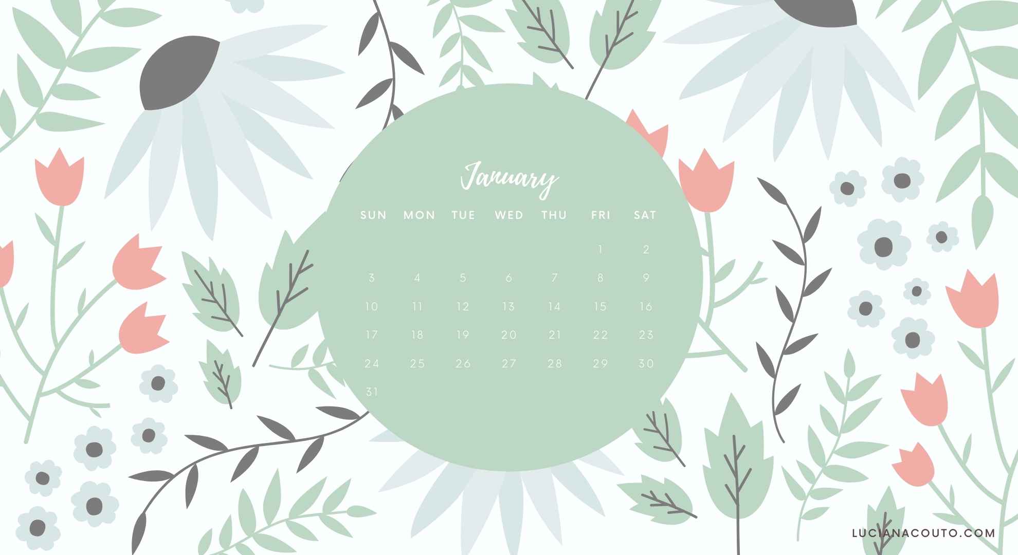 Friday Freebie: January Calendar - LUCIANA COUTO