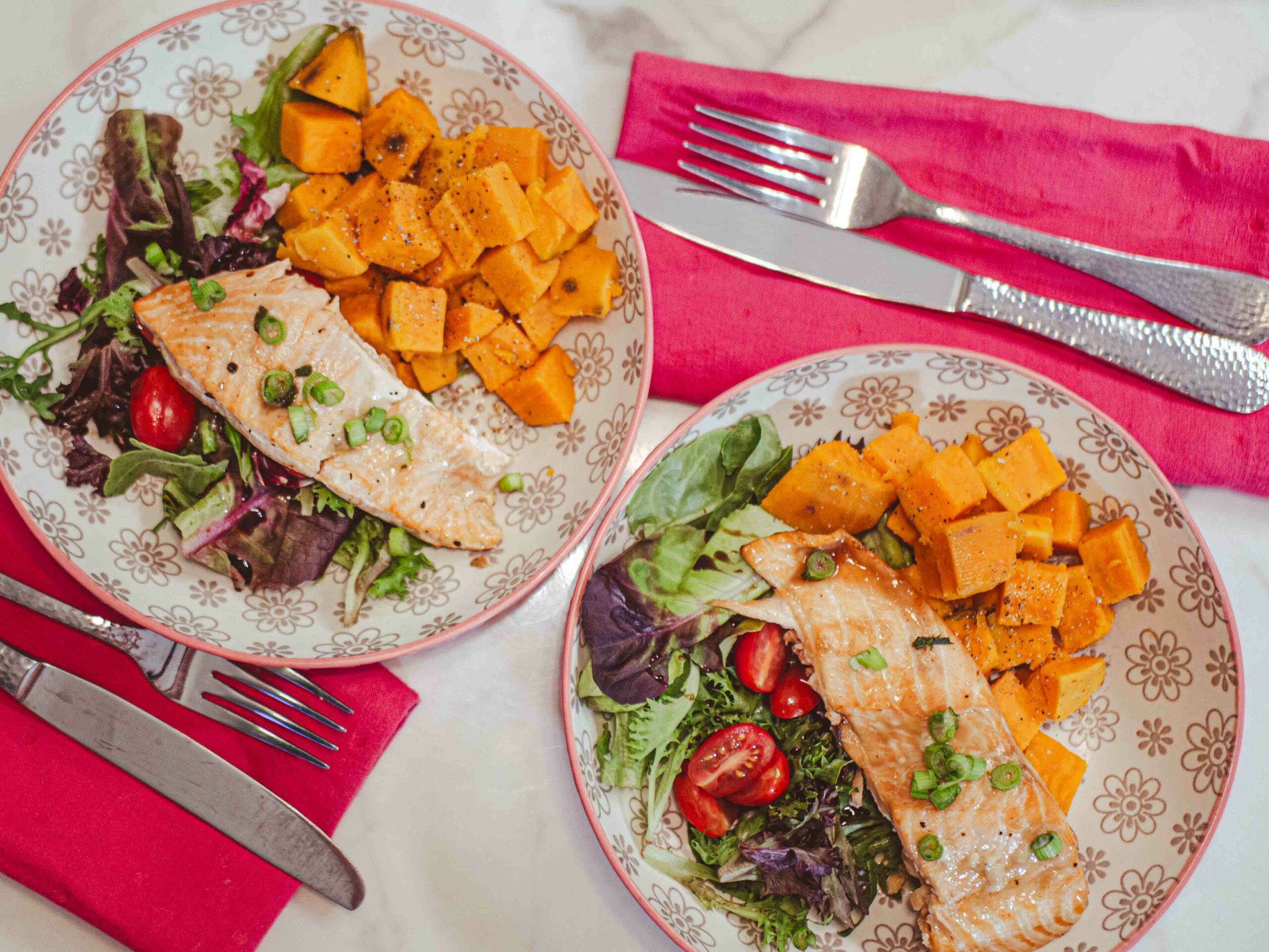Nourishing Your Body: Baked Salmon, Sweet Potato, and Fresh Salad