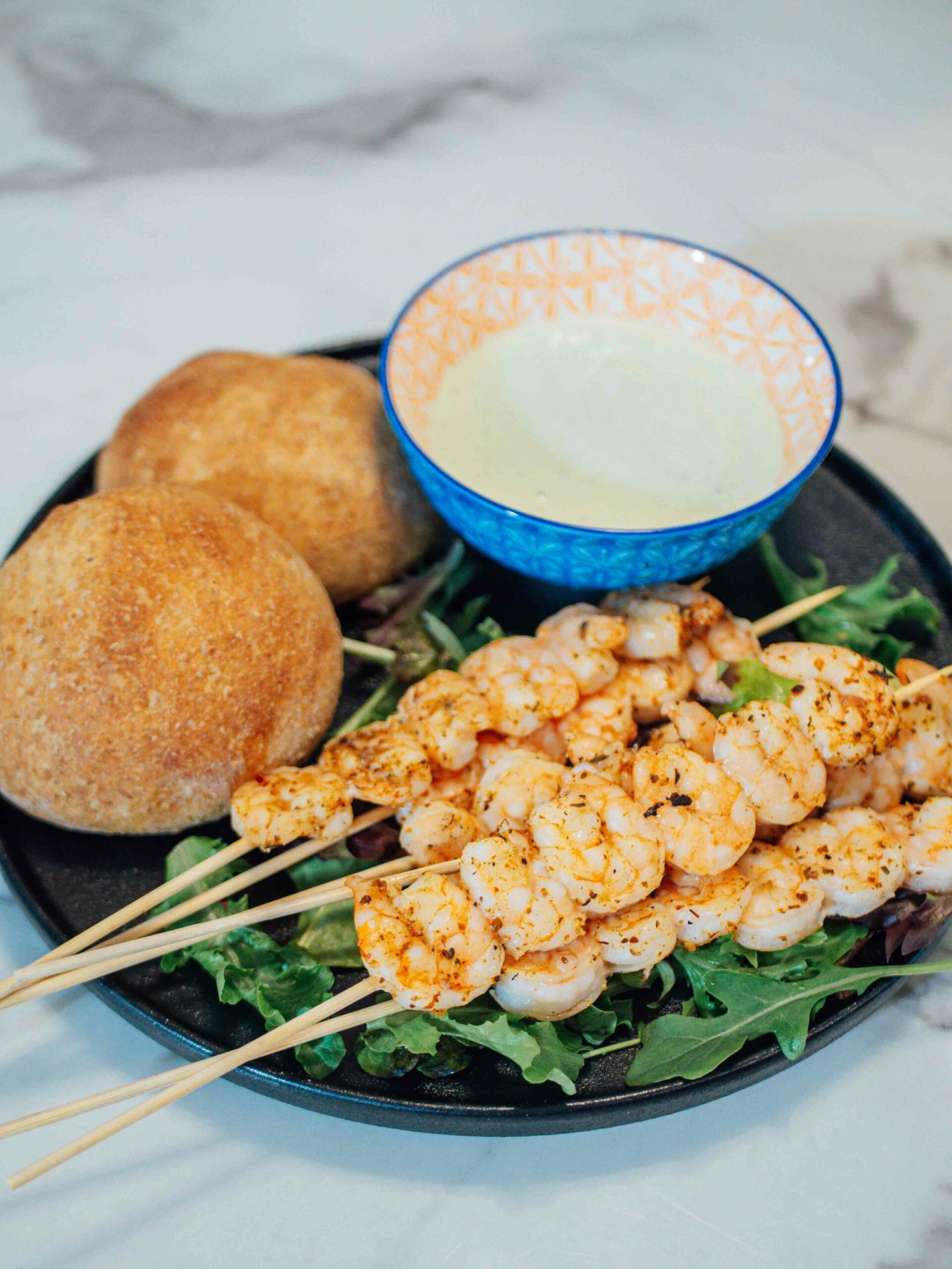 Deliciously Healthy Shrimp Skewers with Homemade Whole Wheat Bread Buns